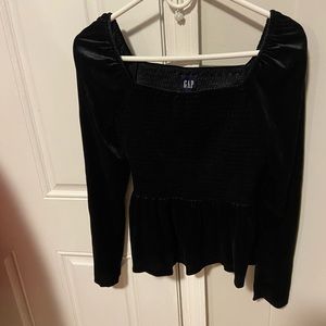 Black velvet peplum gap top